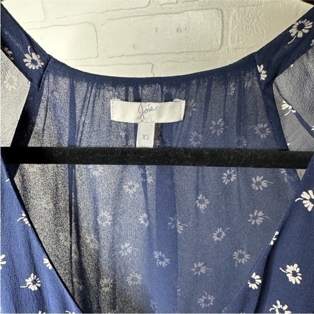 Joie Alithea Dress Floral Long Sleeve Asymmetrical Ruffle Hem sz XS - Picture 7 of 9